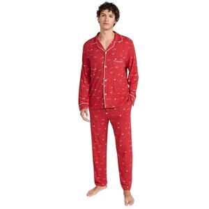 Eberjey Red William Winter Wonderland Holiday Long PJ Pajama Set